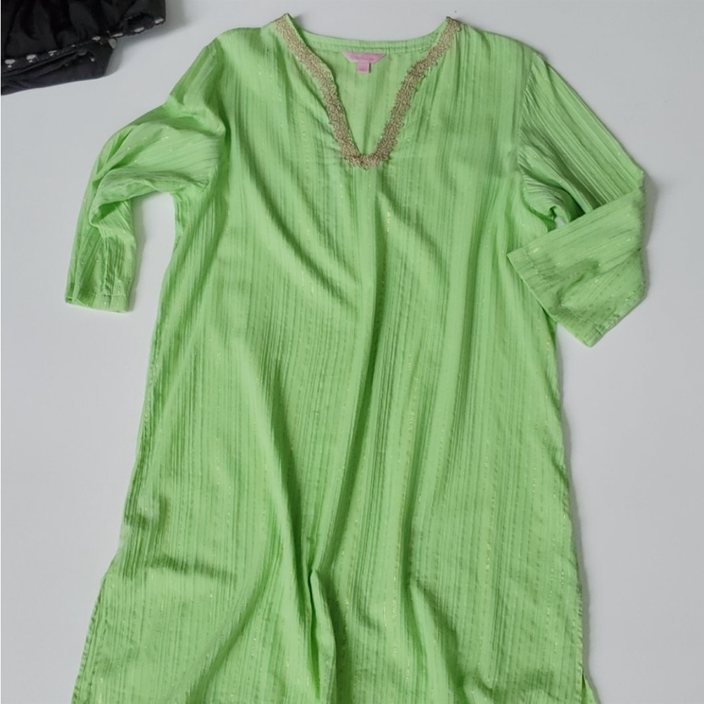 Lilly Pulitizer Gauze tunic large lime with gold